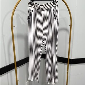 Robert Louis Black and White Striped Dress Pants